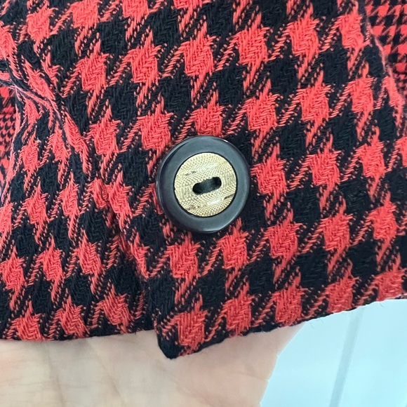 Jones New York: Vintage 80s Orange Black Herringbone Blazer 100% Wool: Size US 4 - Picture 4 of 7